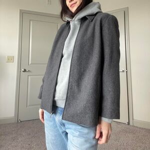 Vintage 90s Calvin Klein Women's Grey Wool Jacket